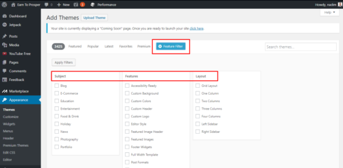 Zero To Theme - Choose a theme - Feature Filter