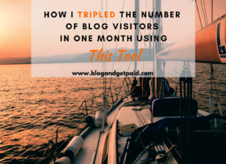 Image of a sailboat at sunset with overlay letters "How I tripled the number of blog visitors in one month using this tool"